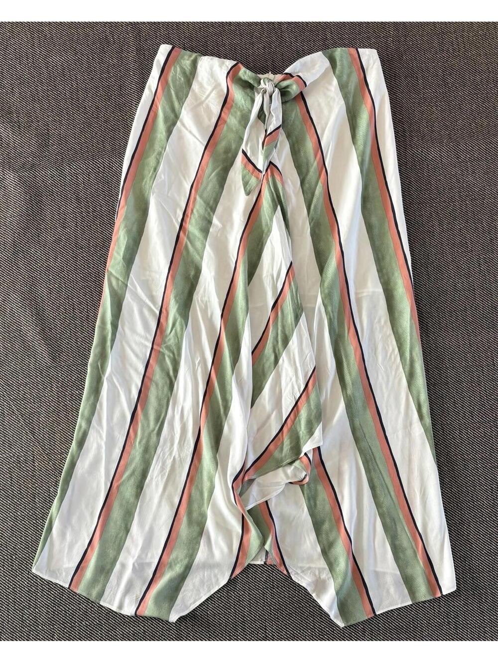 VIX Paula Hermanny Striped Knotted Maxi Skirt/ Swim Coverup Large